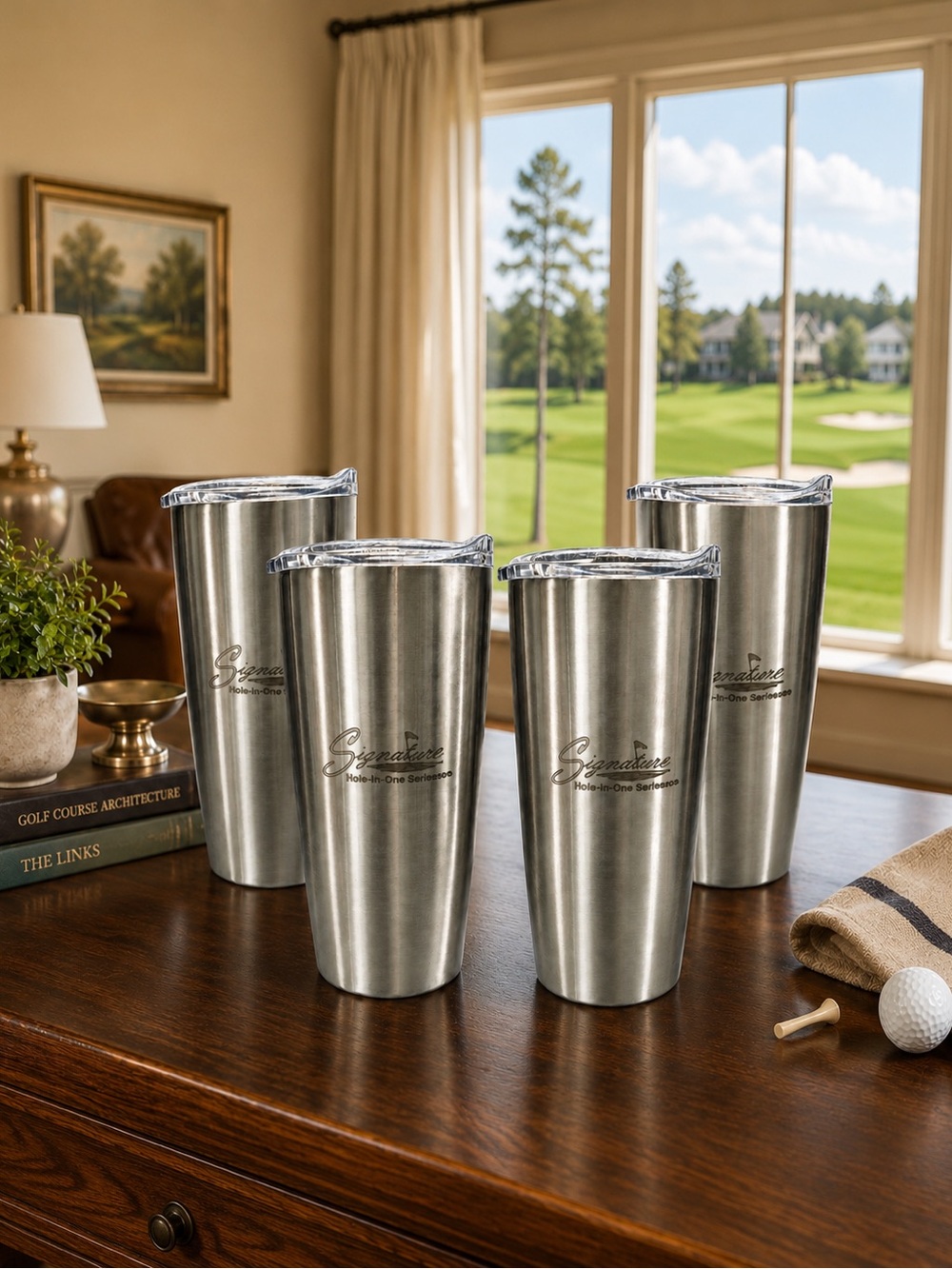 ⛳️ Set of 4 Golf “Signature Hole-In-One” Stainless Steel 20 oz Insulated Tumbles